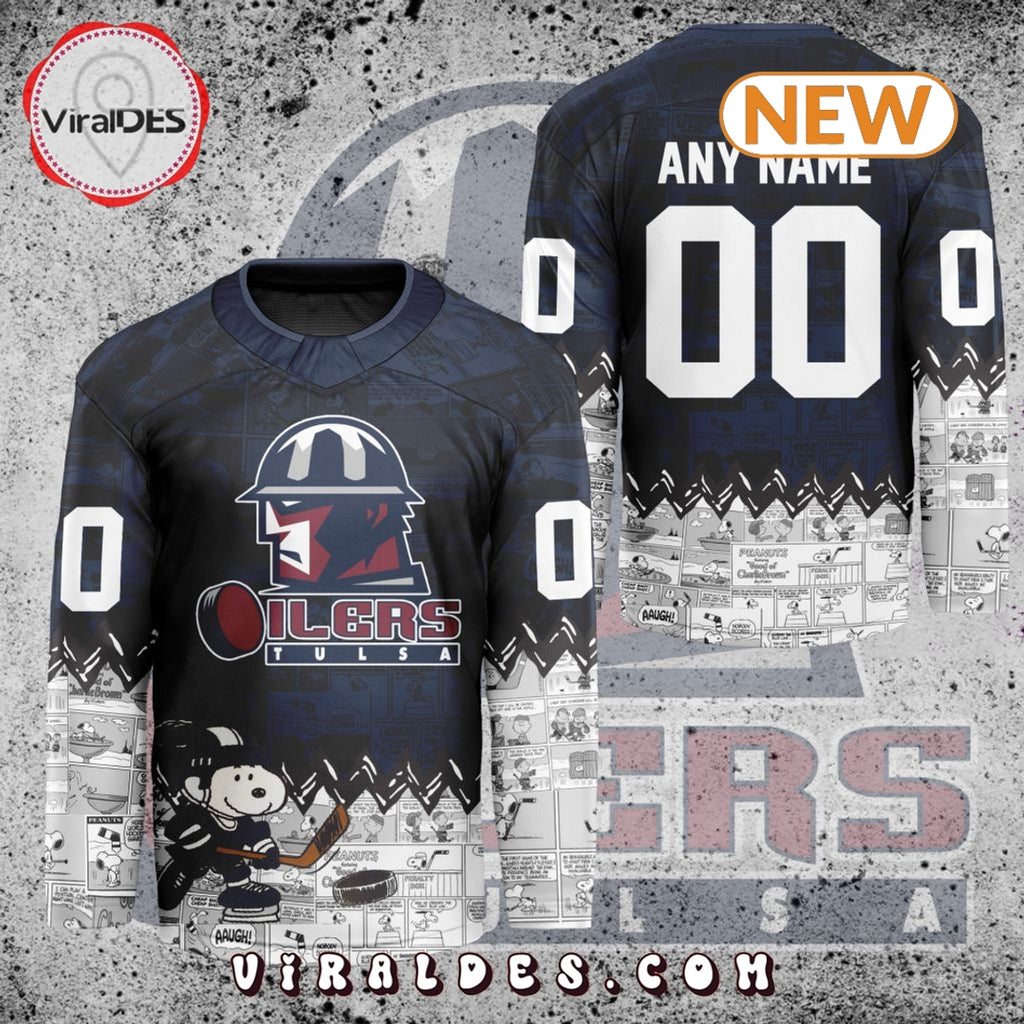 ECHL Tulsa Oilers Peanuts 75th Anniversary Hockey Jersey