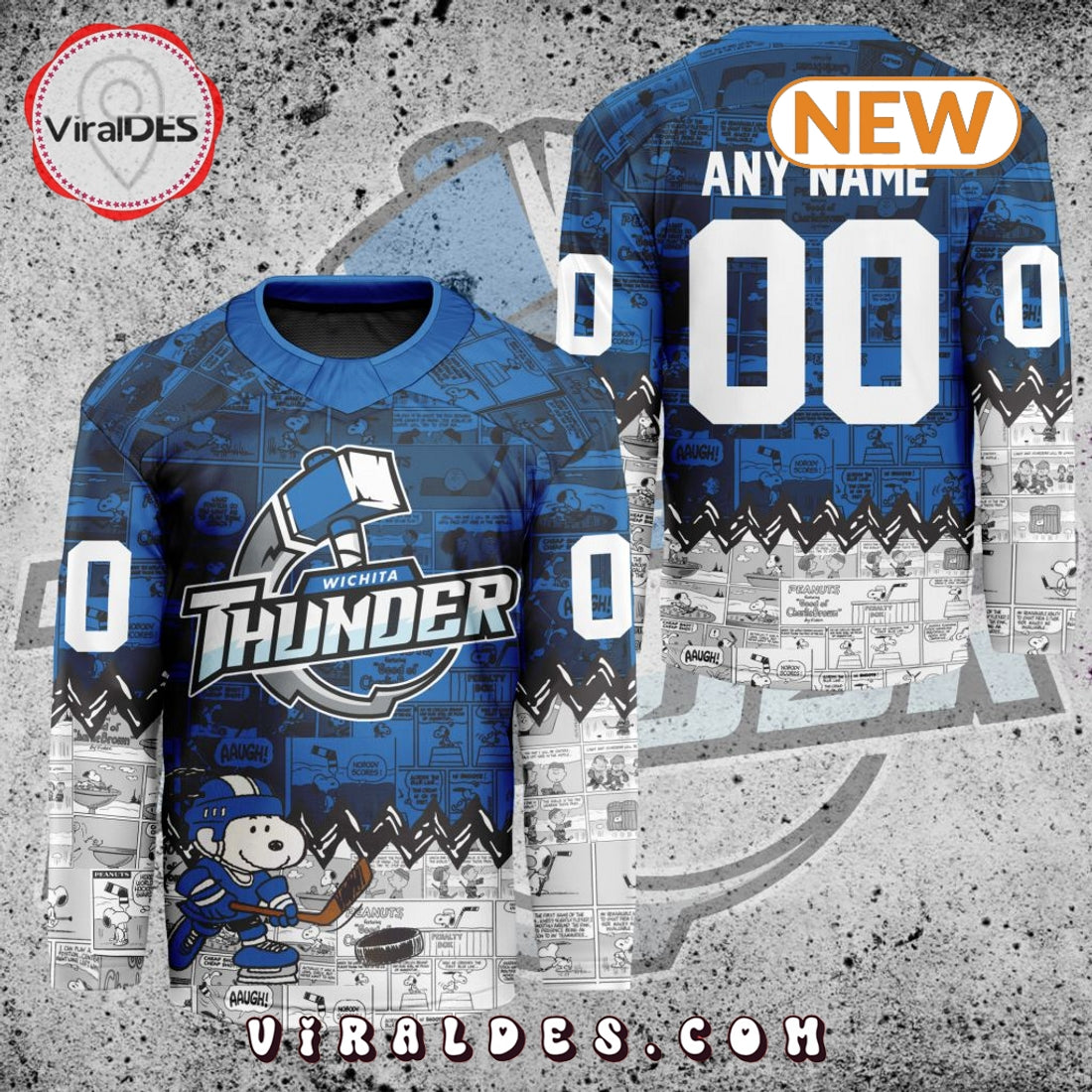 ECHL Wichita Thunder Peanuts 75th Anniversary Hockey Jersey