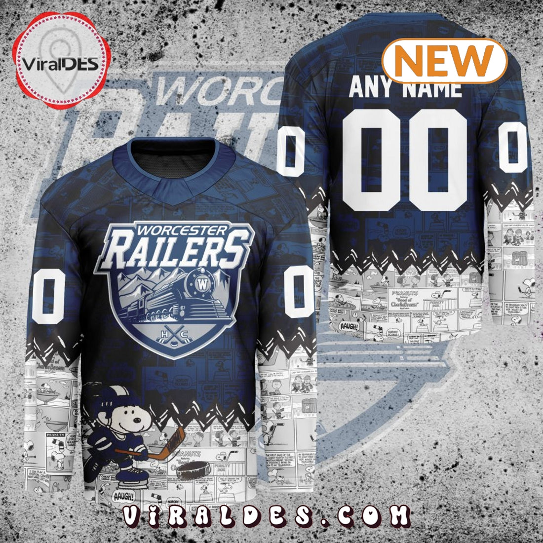 ECHL Worcester Railers Peanuts 75th Anniversary Hockey Jersey