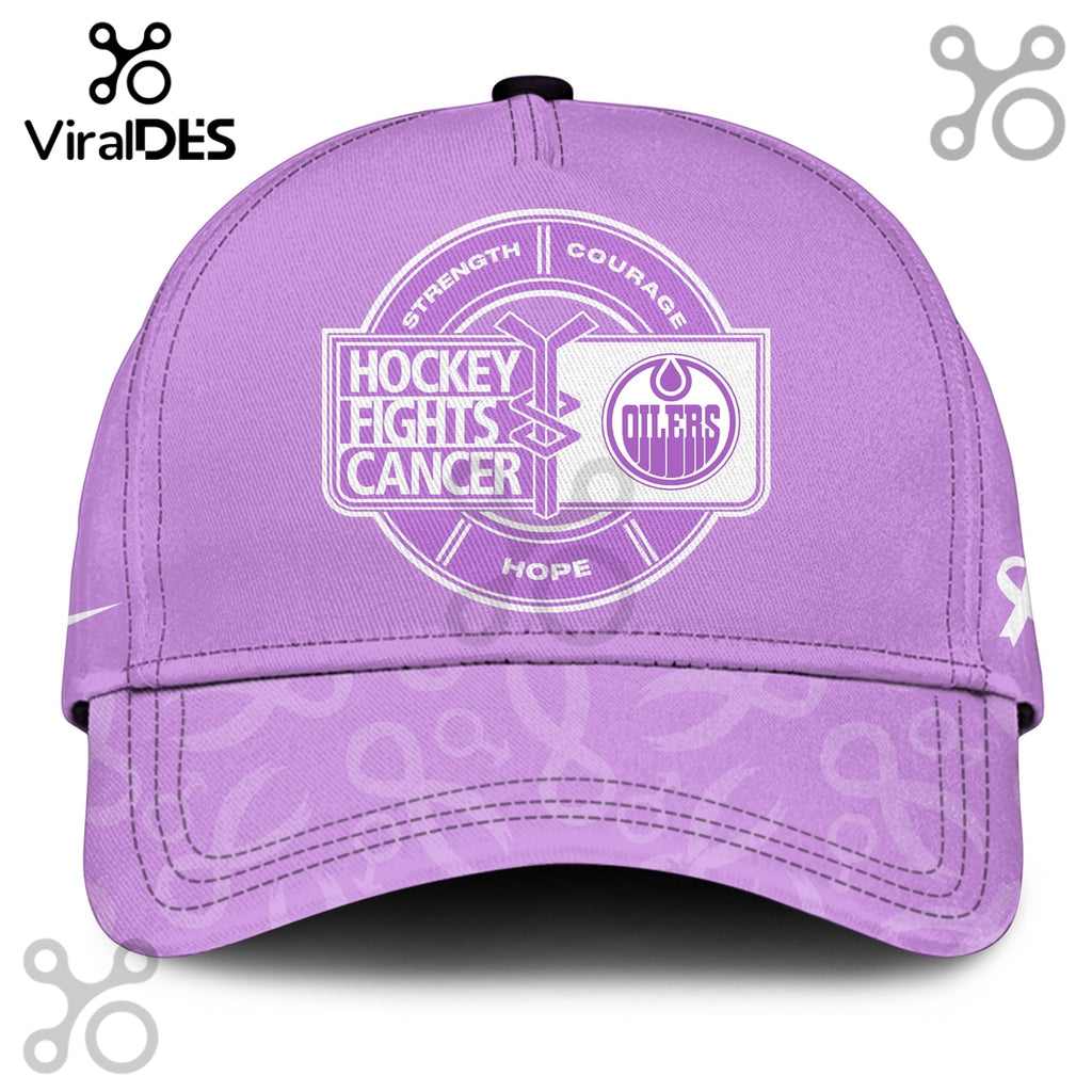 Edmonton Oilers Hockey Fights Cancer Purple Ribbon Hoodie