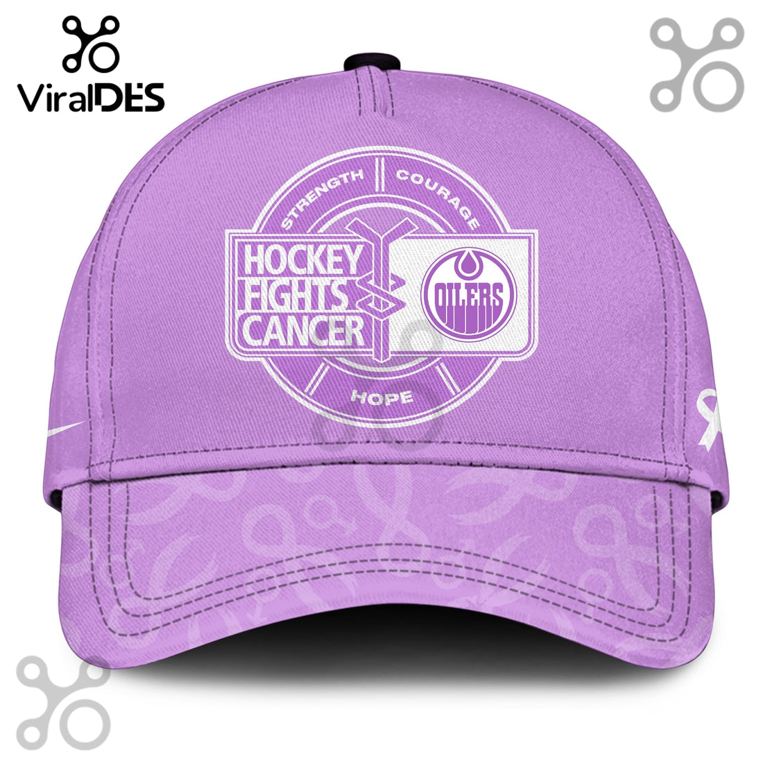 Edmonton Oilers Hockey Fights Cancer Purple Ribbon Hoodie