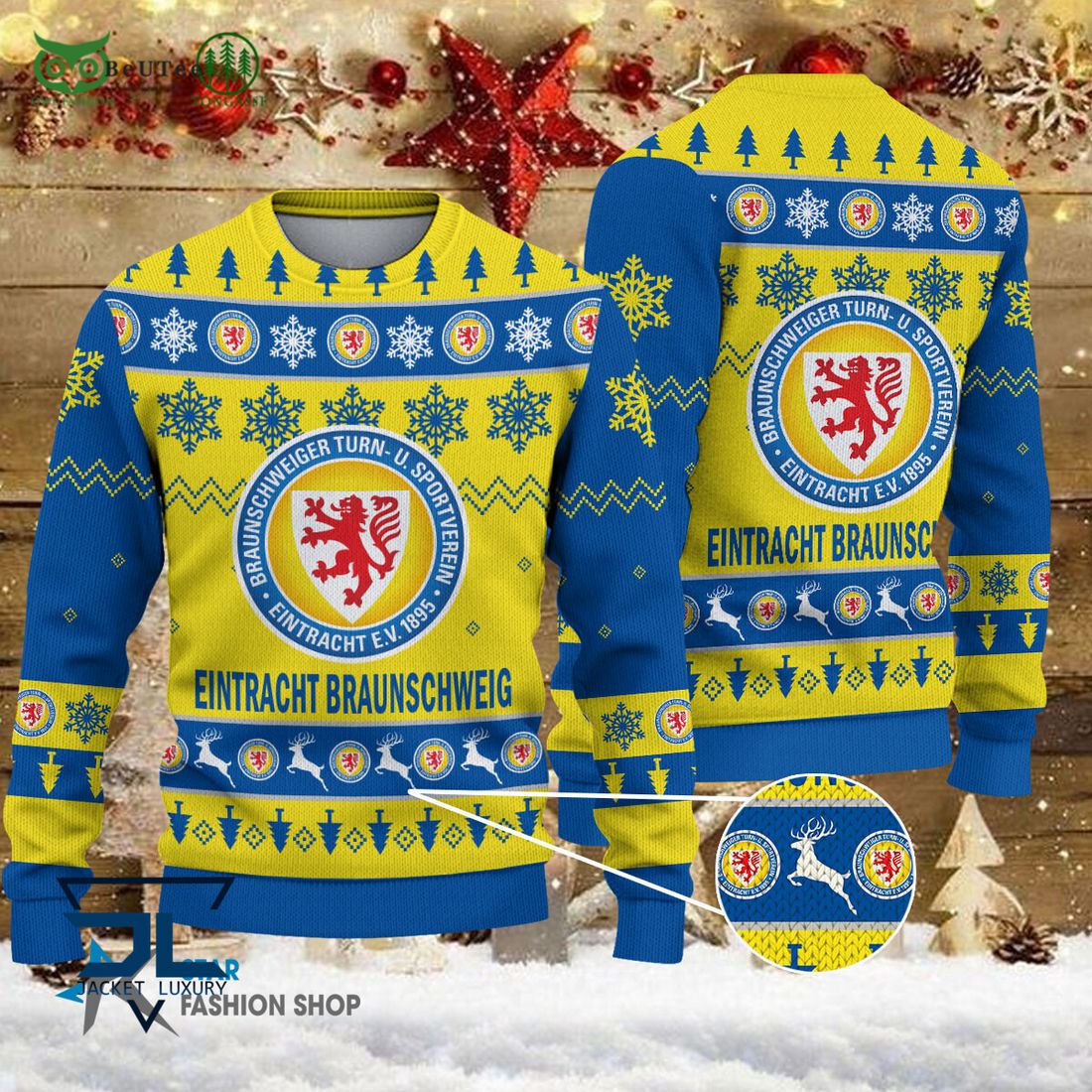 Eintracht Braunschweig Bundesliga Football 3D Ugly Sweater