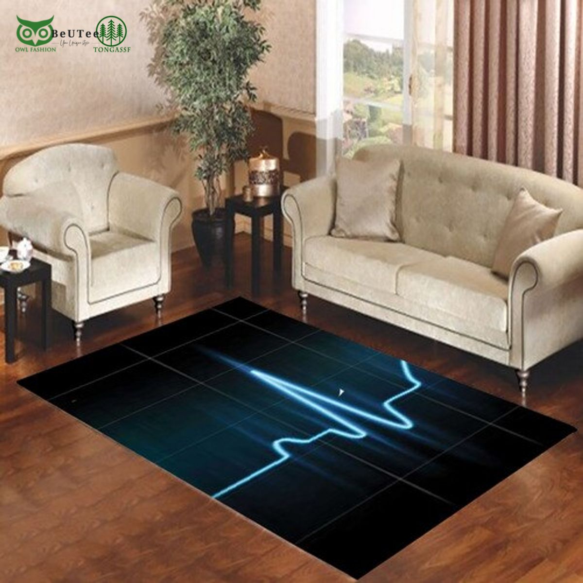 EKG Blue Living room Carpet Rugs