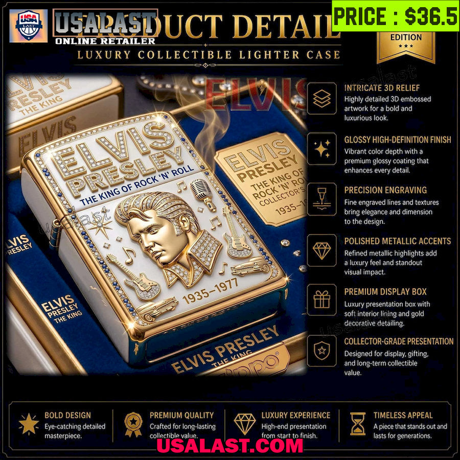Elvis Presley King of Rock N Roll Zippo Lighter Case