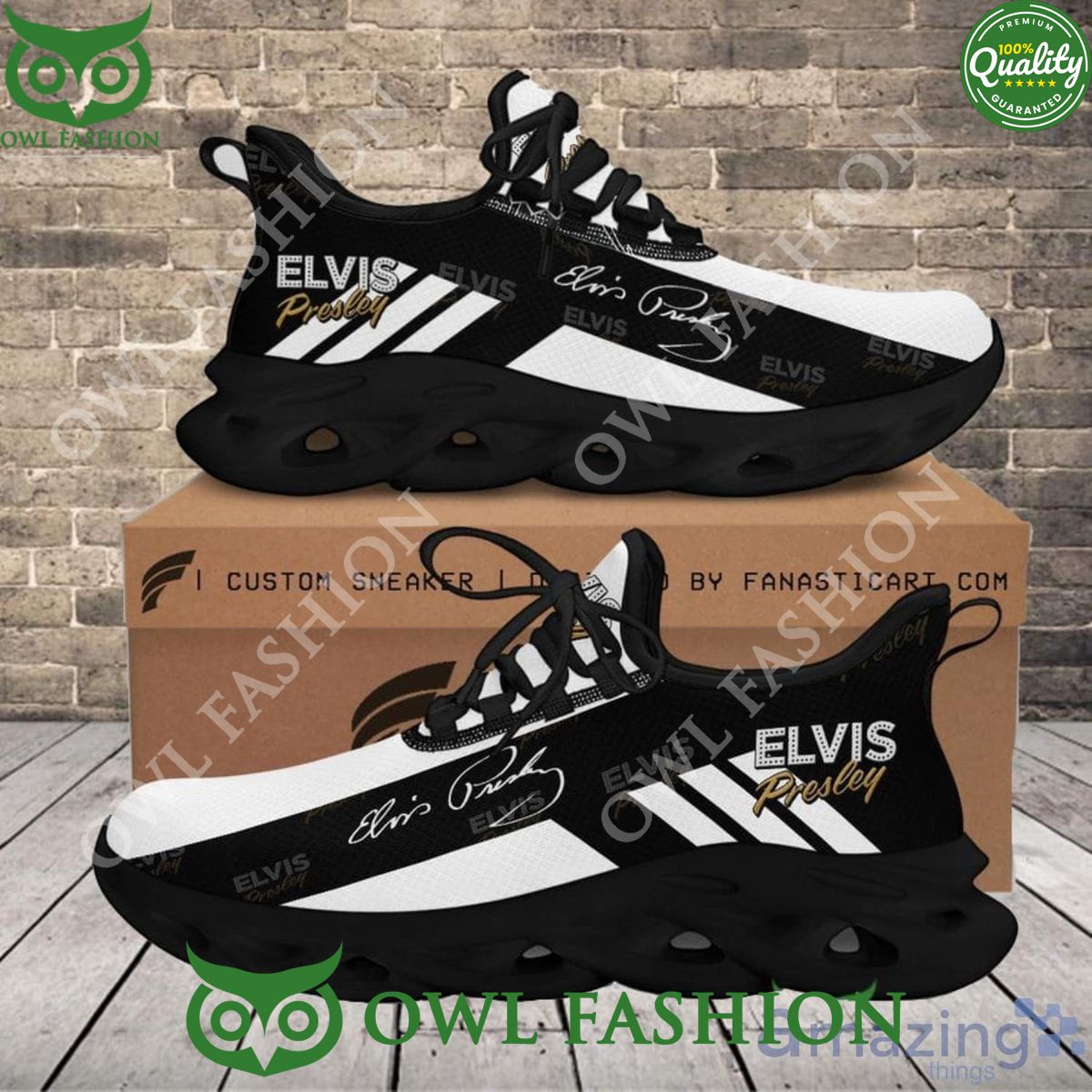 Elvis Presley White and Black Max Soul Sneaker