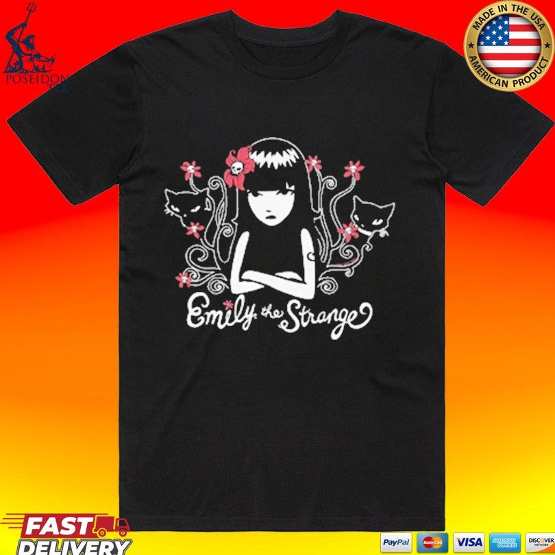 Emily The Strange Strange Flower Kitty T-shirt
