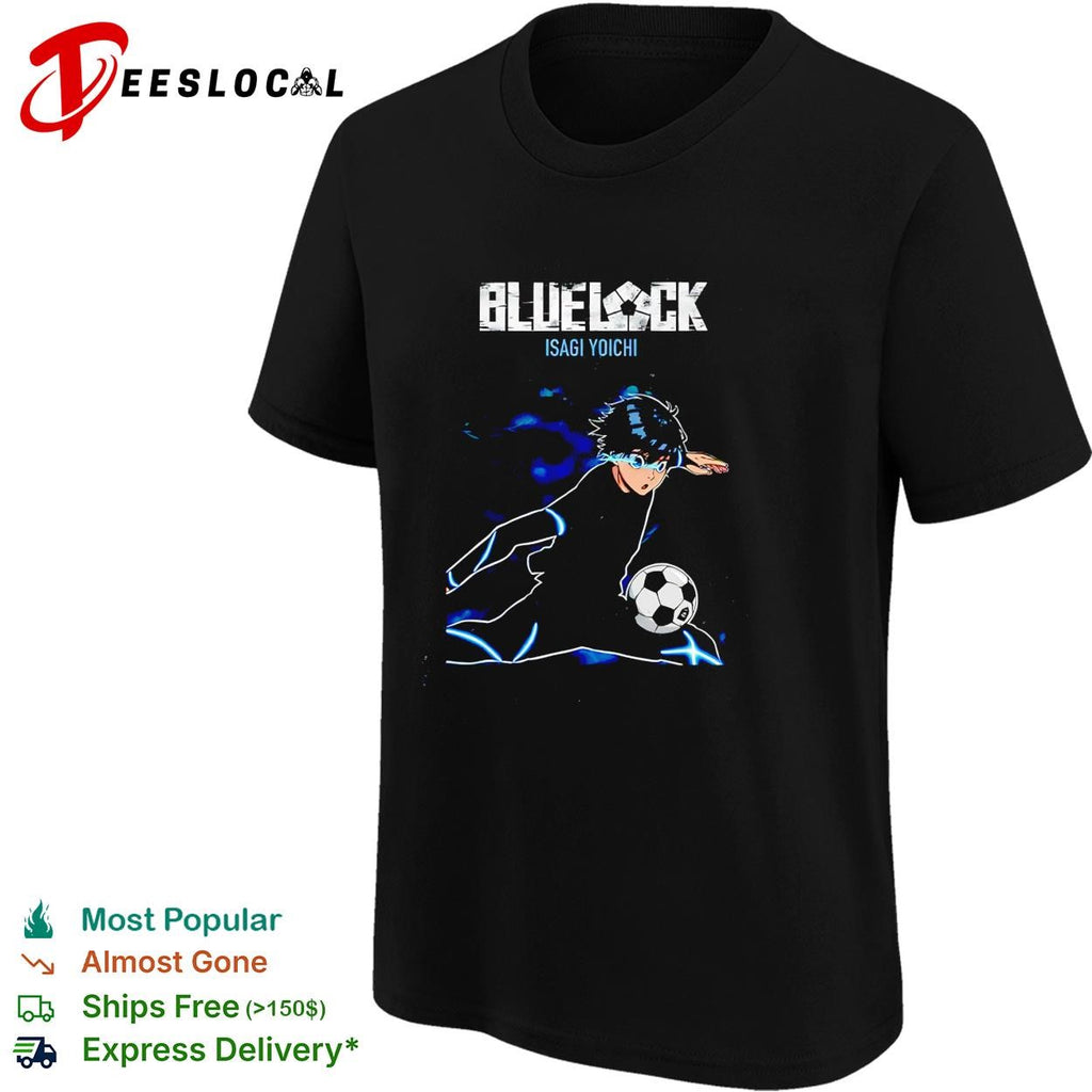 Blue Lock Isagi Yoichi silhouette kicking soccer ball illustration poster shirt