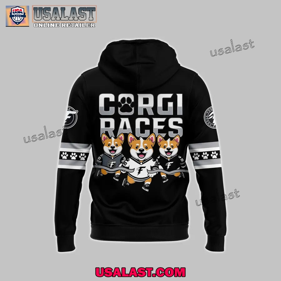 Fargo Force Ice Hockey Team Corgi Races Black Hoodie