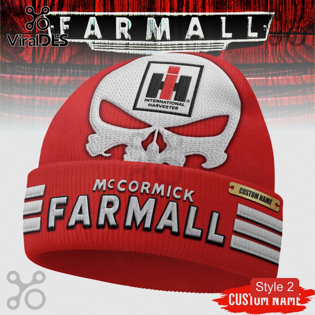 Farmall McCormick International Harvester Logo Premium Beanie Hat