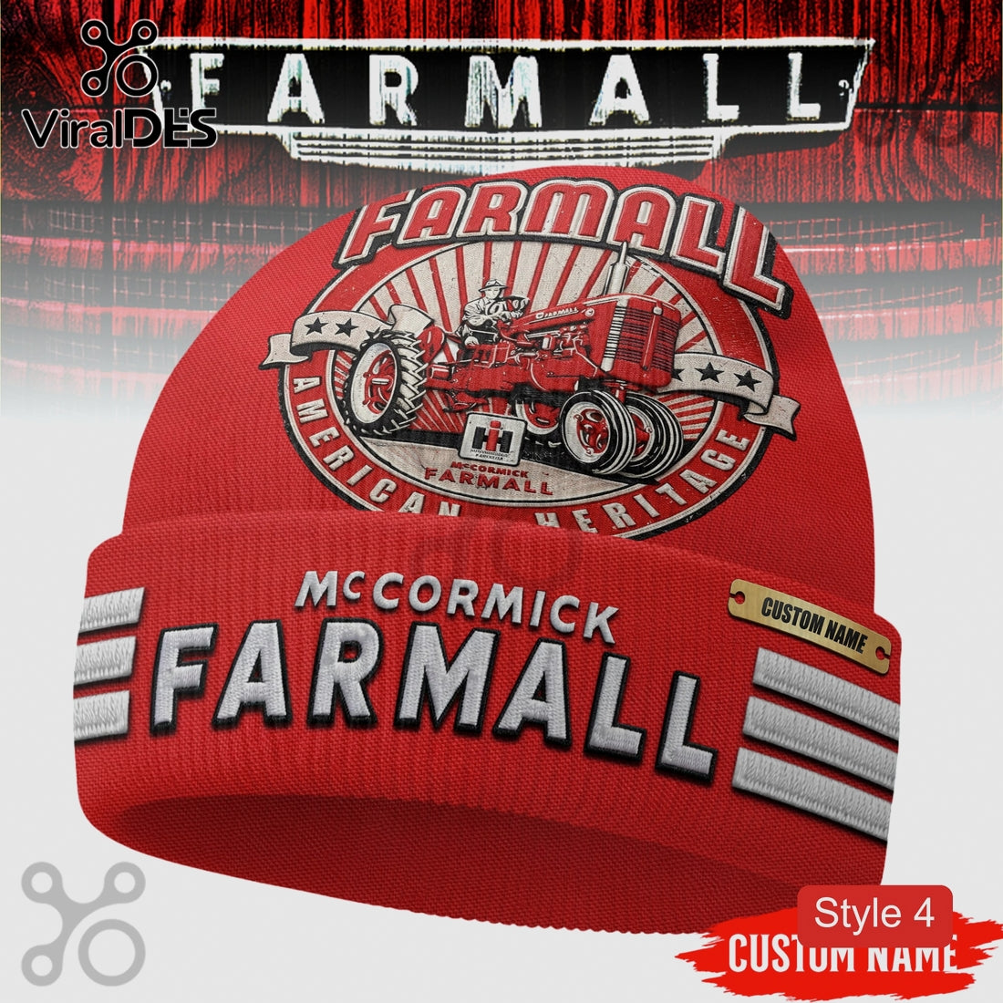 Farmall McCormick International Harvester Logo Premium Beanie Hat