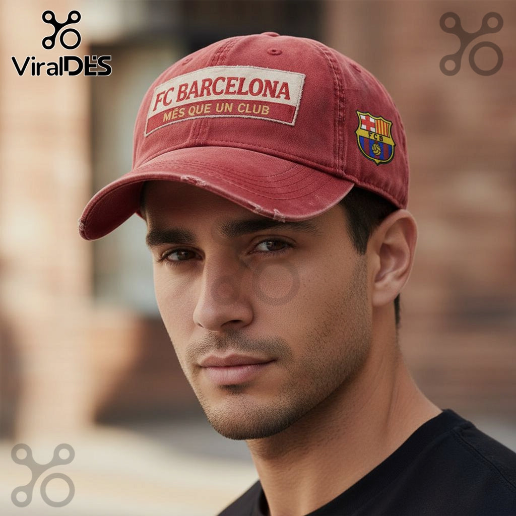 FC Barcelona Distressed Logo Cap – Vintage Soccer Club Baseball Hat