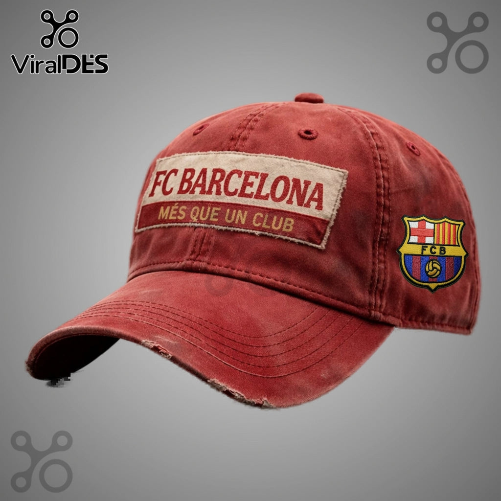 FC Barcelona Distressed Logo Cap – Vintage Soccer Club Baseball Hat