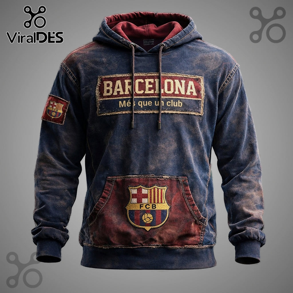 FC Barcelona Vintage Premium Graphic Pullover Hoodie