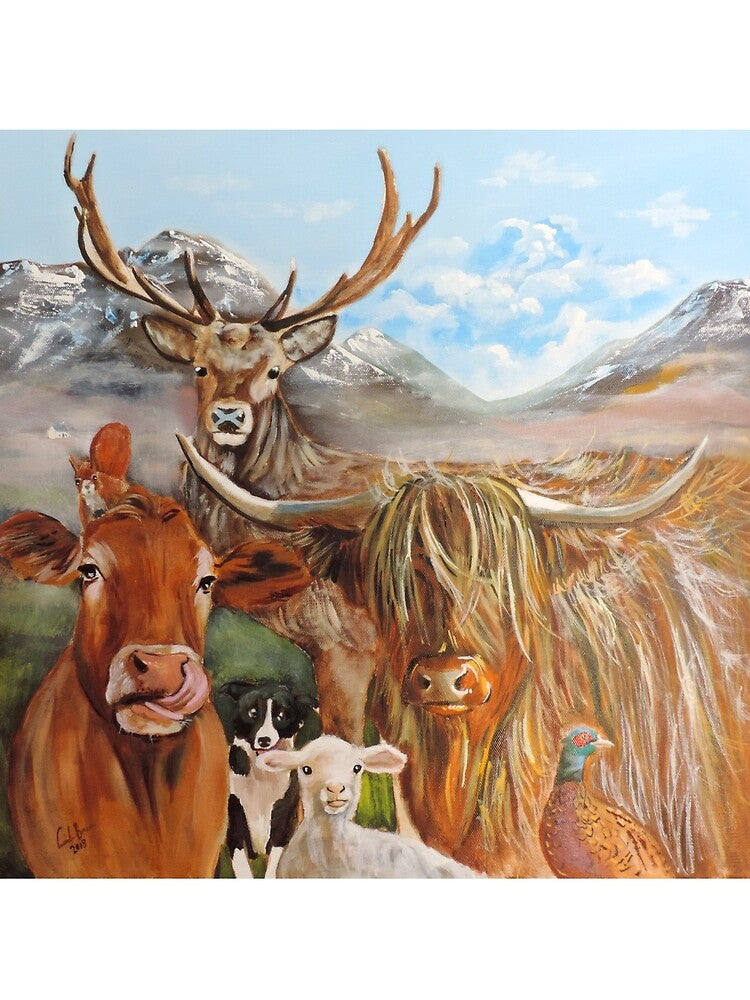 "Scottish Locals" oil on canvas painting by GORDON BRUCE ART