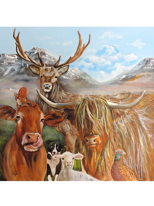 "Scottish Locals" oil on canvas painting by GORDON BRUCE ART