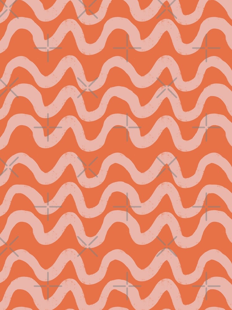 Boho Mid Mod Wiggly Lines Coral Pink by susycosta