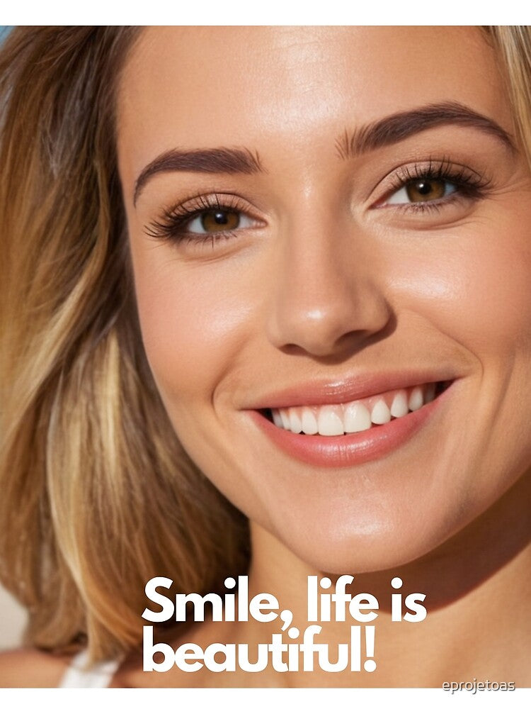 Smile, Life is Beautiful: Illustration of a Smiling Woman" by eprojetoas