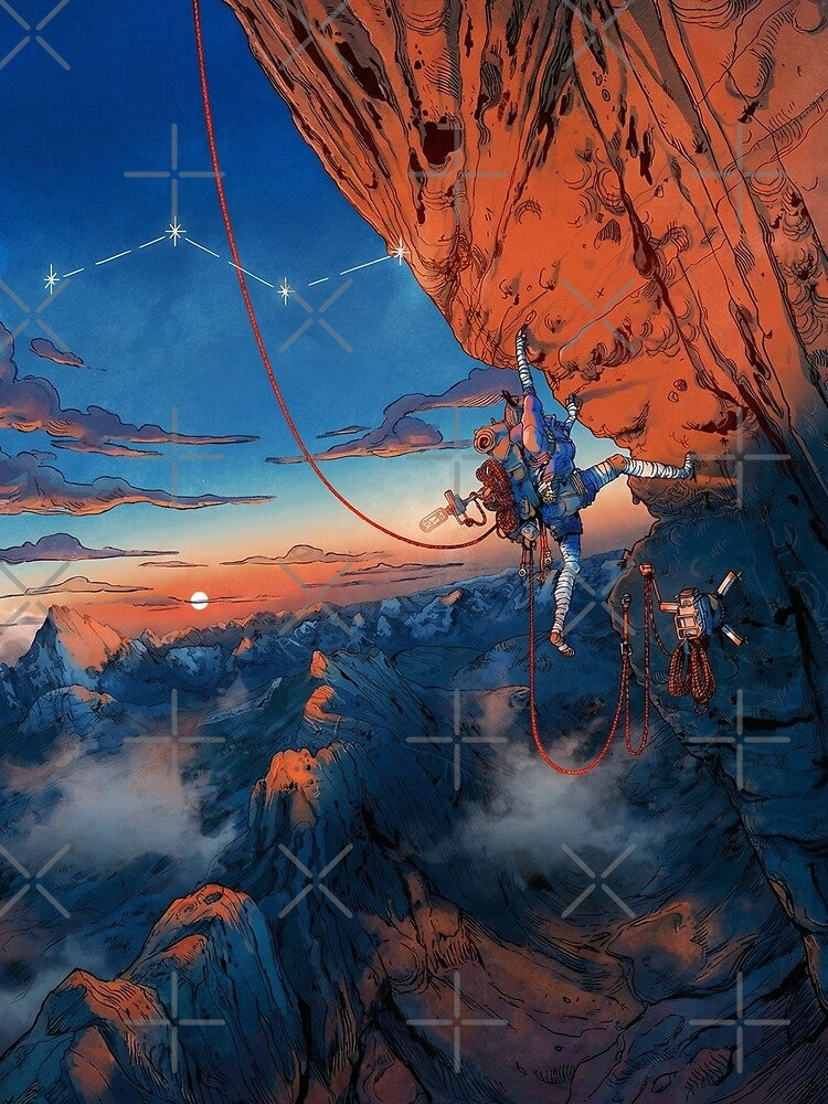 Cairn Limb-Based Climbing Warrior – Harsh Mountain Survival Art by Senpaiwaves