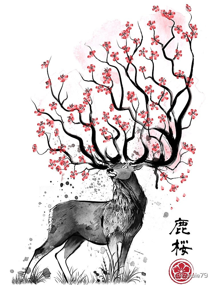 Sakura Deer by zoezowie79