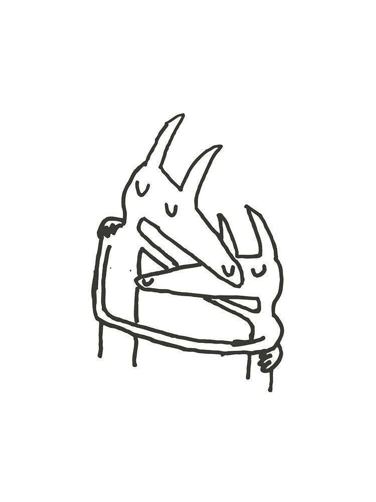 Minimalist Dog Hug Drawing by DaphneTheGhost