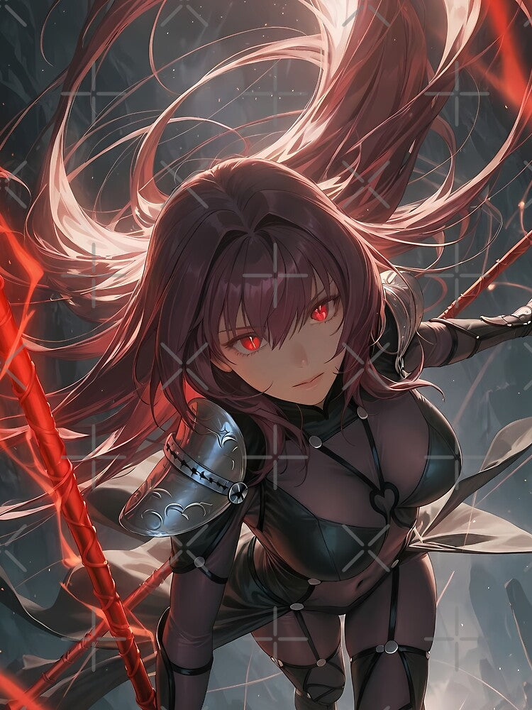 Dynamic Lancer Scathach Sukasaha Fate Grand Order Lightning Red Anime Girl Aura by HumbertoValveno