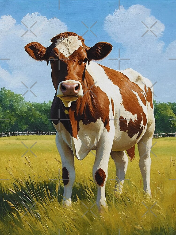 Elegant Cow Portrait – Canvas Painting Style Farm Animal Art by Art-Design-EM