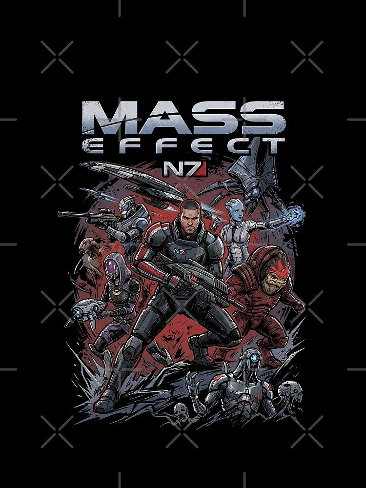 Mass Effect N7 Normandy Crew Miranda Jacob Jack Mordin Garrus Tali Thane Samara Legion Zaeed Collage Fan Art Poster T-Shirt Sticker Print Gift by Senpaiwaves