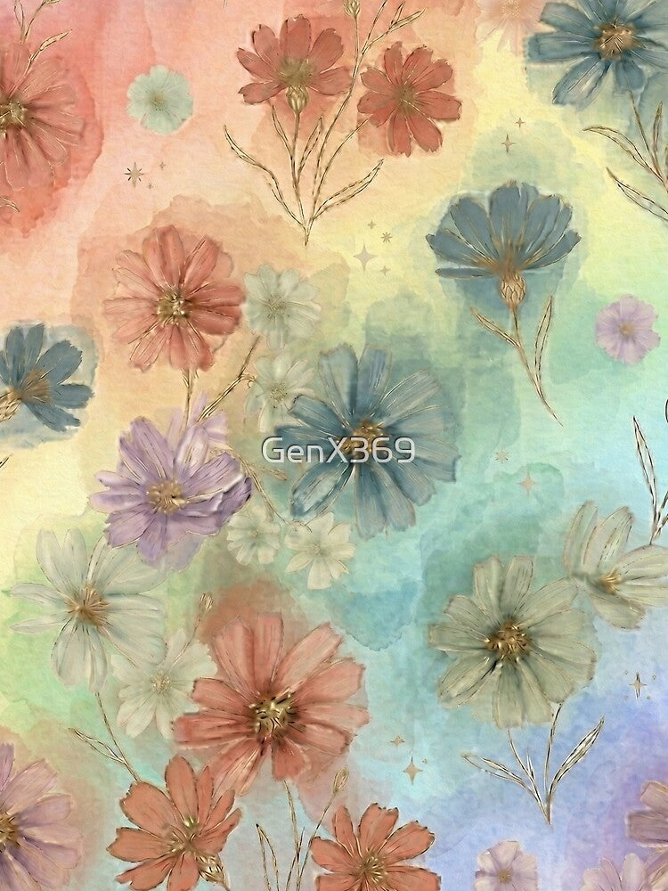 Soft Rainbow Watercolor Floral Pattern by GenX369