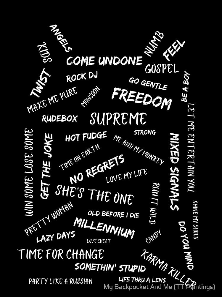 Robbie Williams Song Titles Black by My Backpocket And Me (TT Paintings)