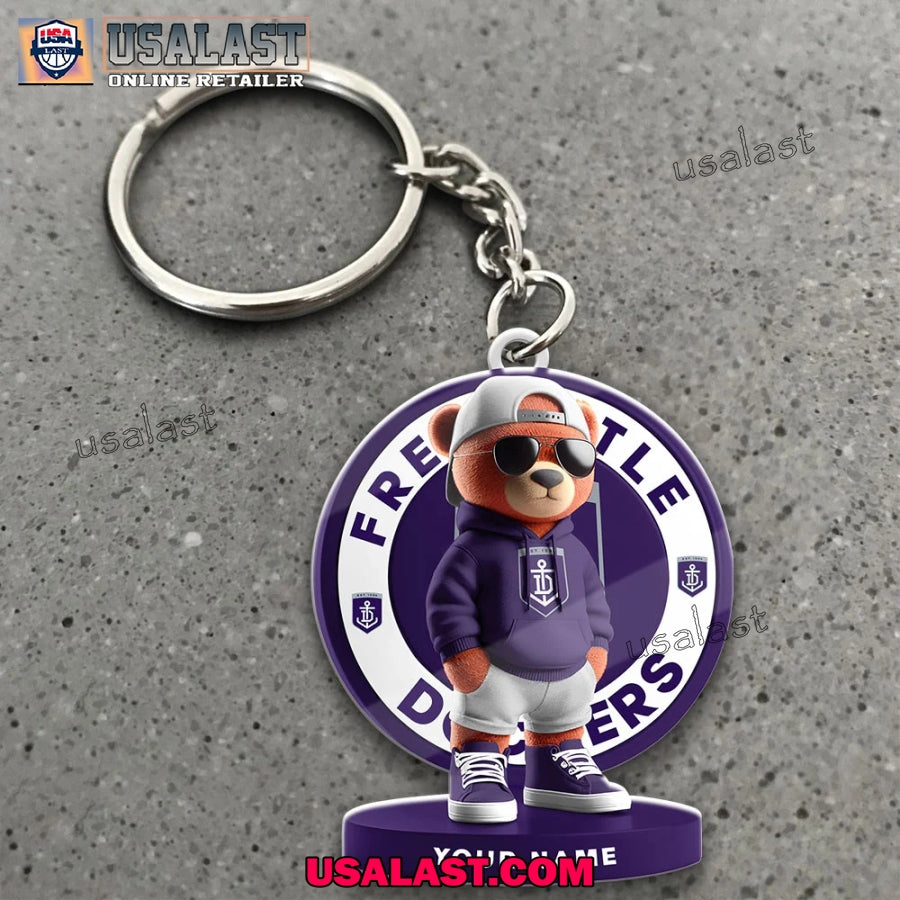 Fremantle Football Club Teddy Bear Custom Keychain