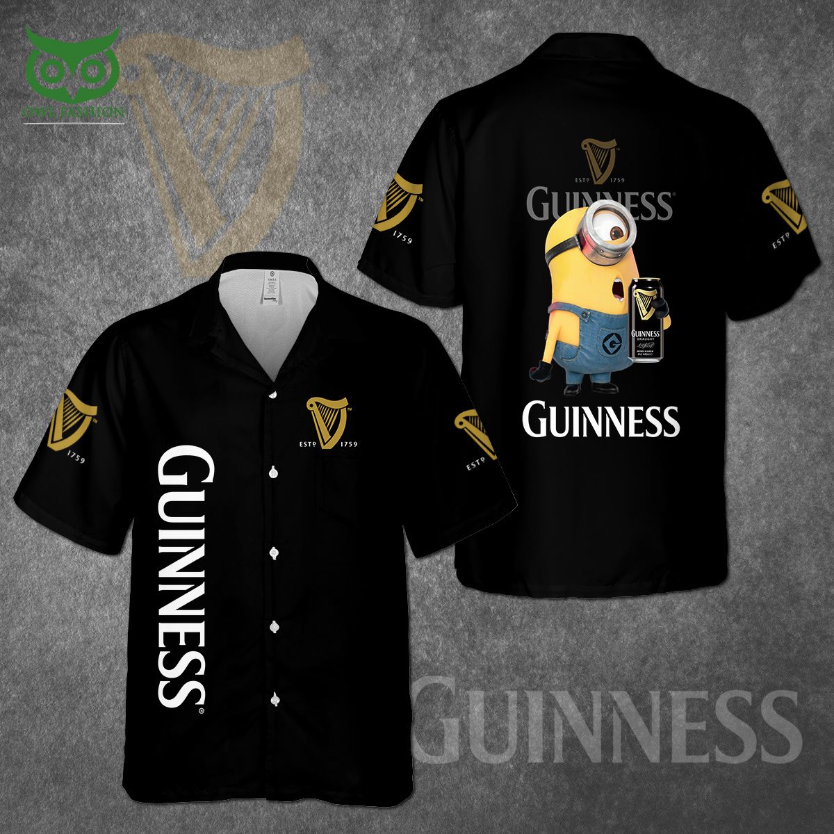 Funny Minion Loves Guinness Premium Hawaiian Shirt Gift For Beer Drinkers
