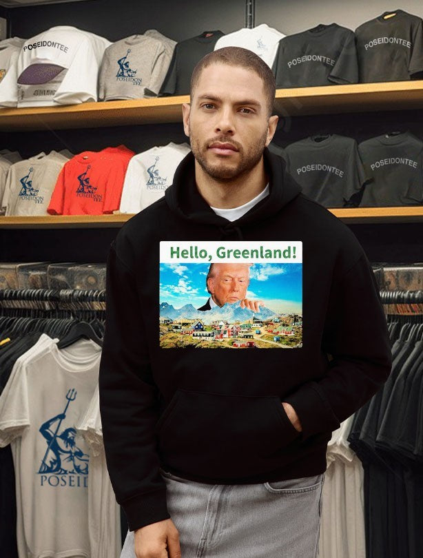 Funny President Trump Hello Greenland T-shirt