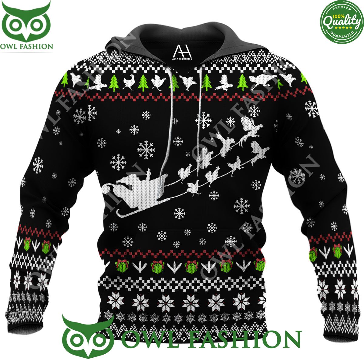 Funny Rooster Santa Christmas Premium Ugly Sweater