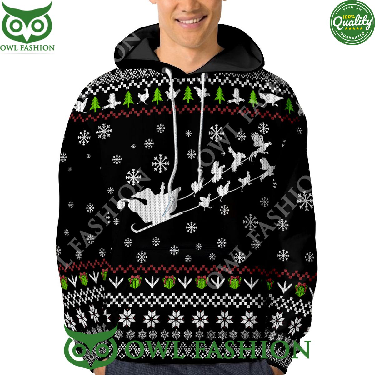 Funny Rooster Santa Christmas Premium Ugly Sweater