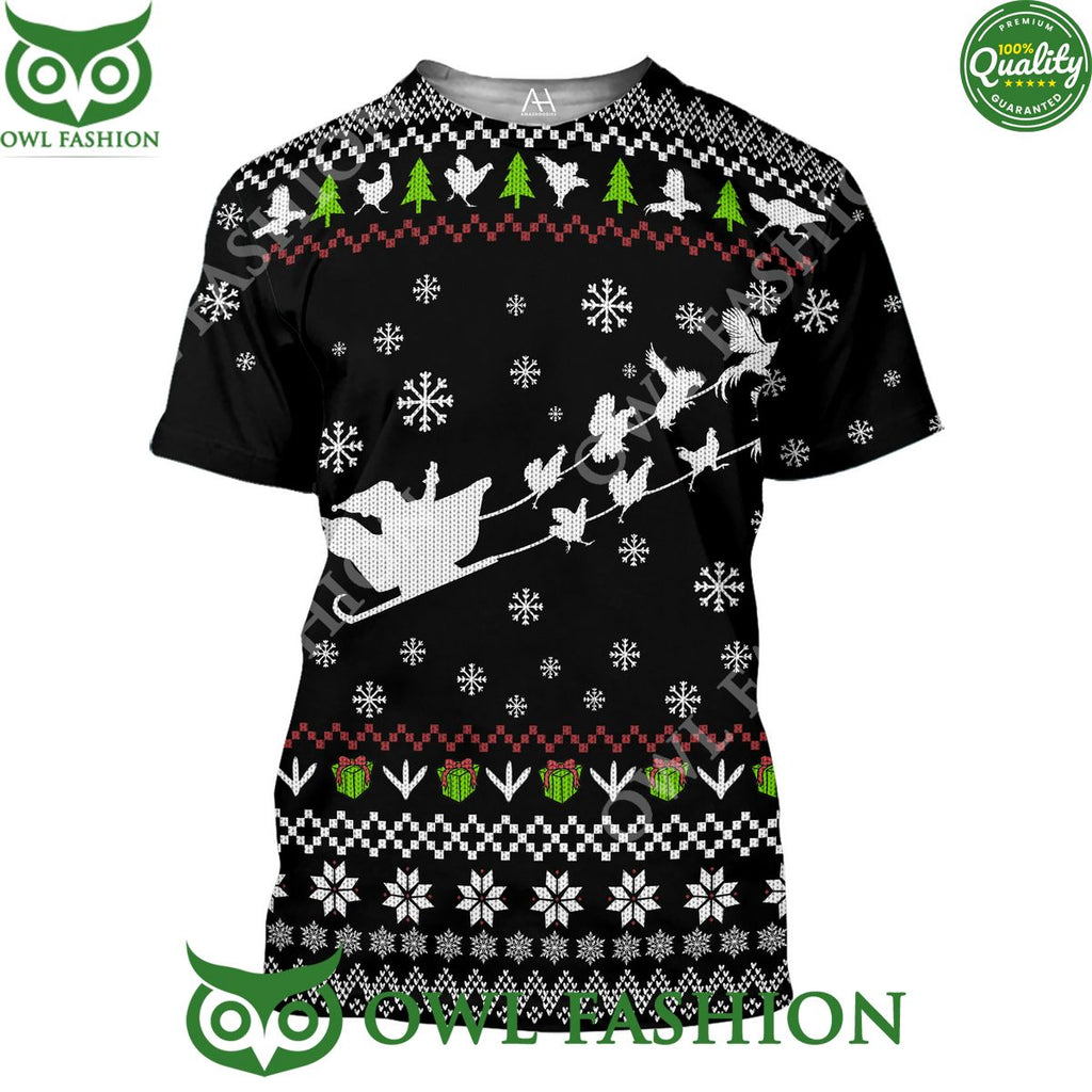 Funny Rooster Santa Christmas Premium Ugly Sweater