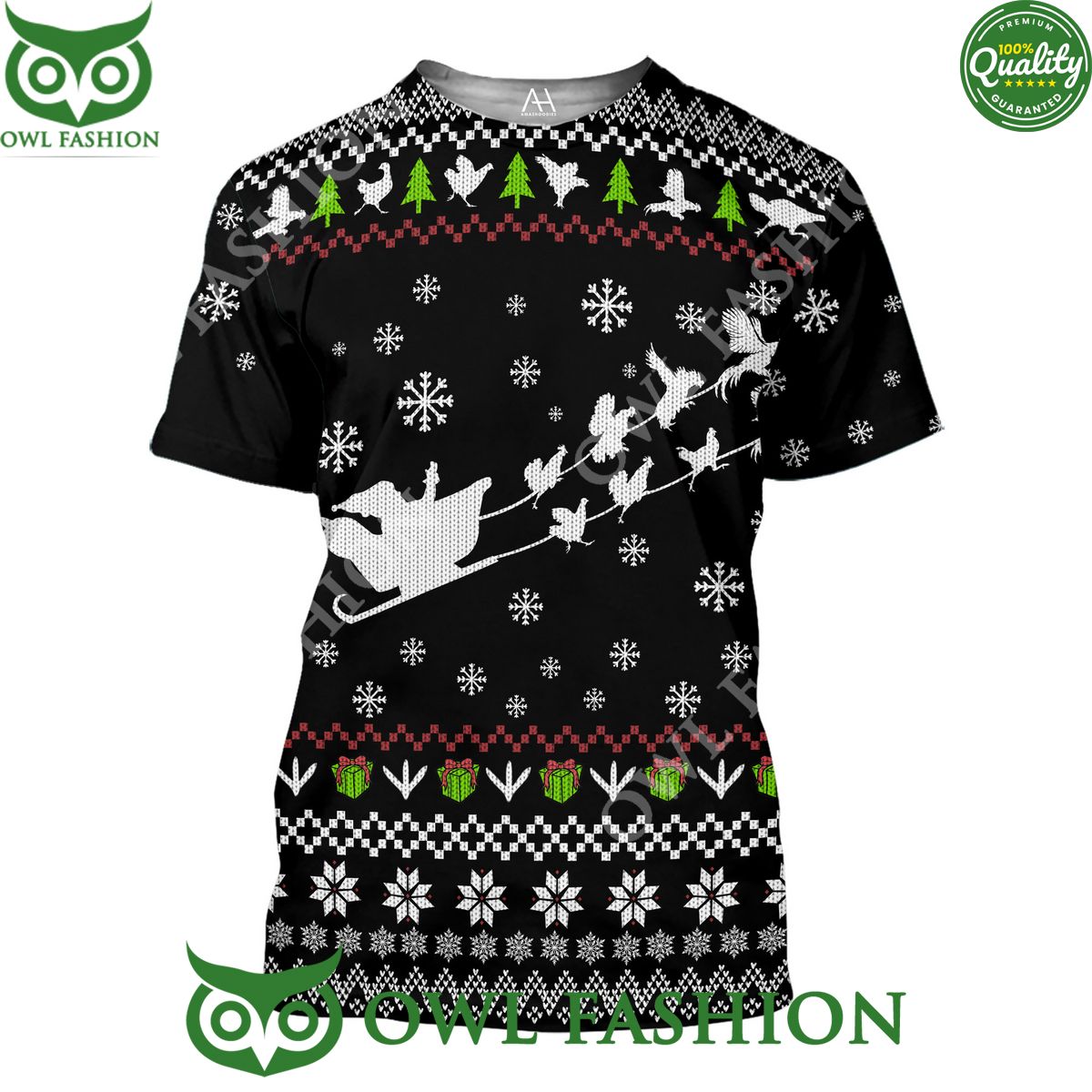 Funny Rooster Santa Christmas Premium Ugly Sweater