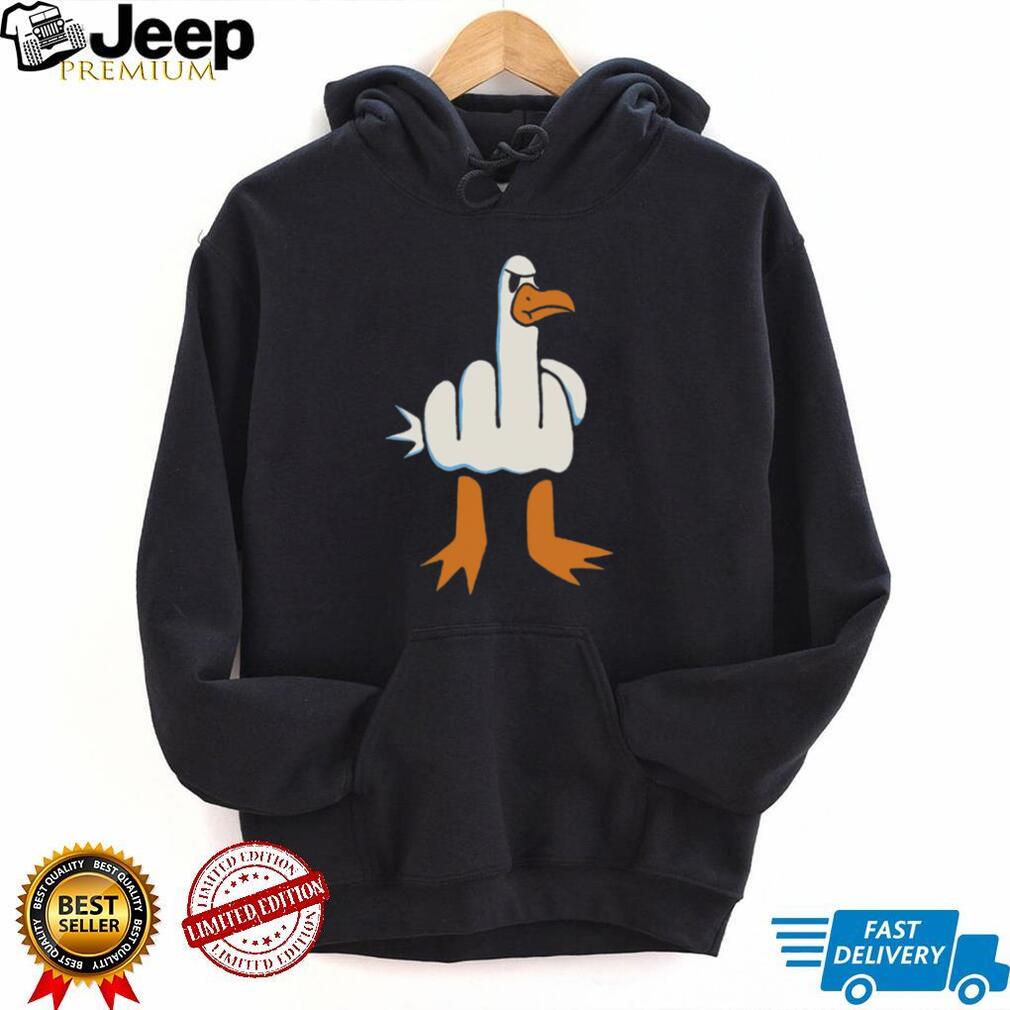 Funny Grumpy Goose Middle Finger Gesture Graphic T Shirt
