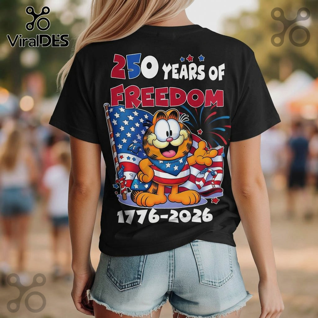 Garfield 4th of July 250th Anniversary 1776-2026 Patriotic Graphic T-Shirt
