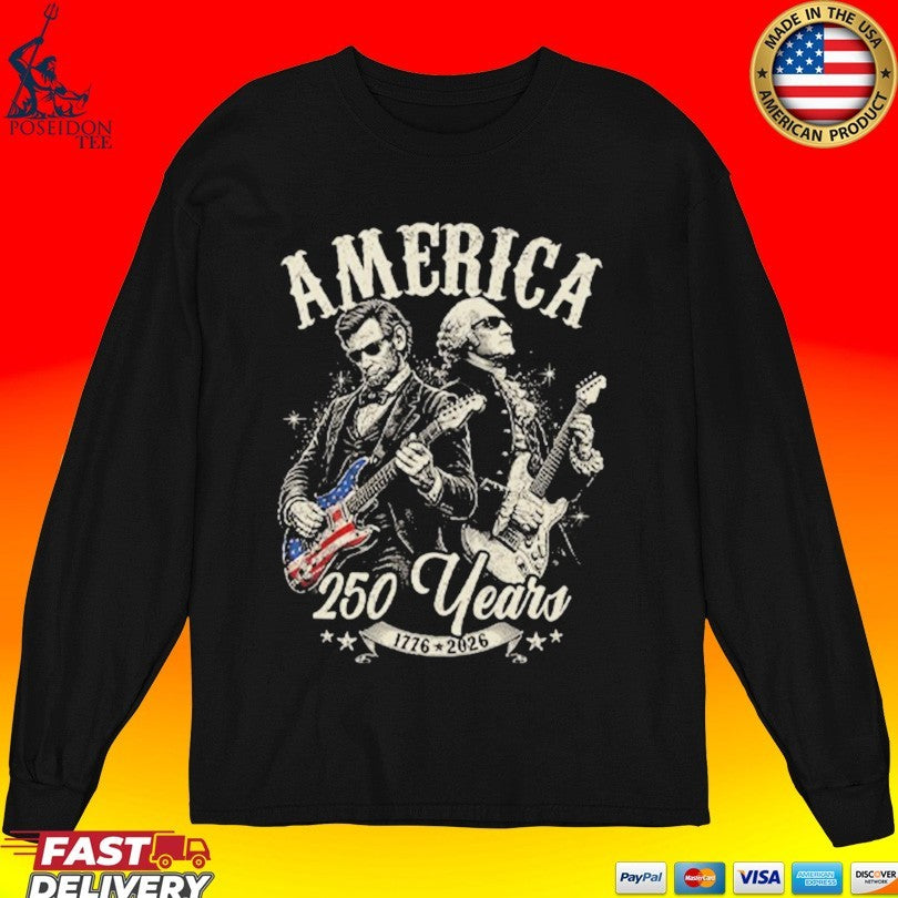 George Washington Lincoln Playing Guitar 250 Years T-shirt