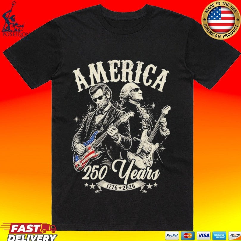 George Washington Lincoln Playing Guitar 250 Years T-shirt