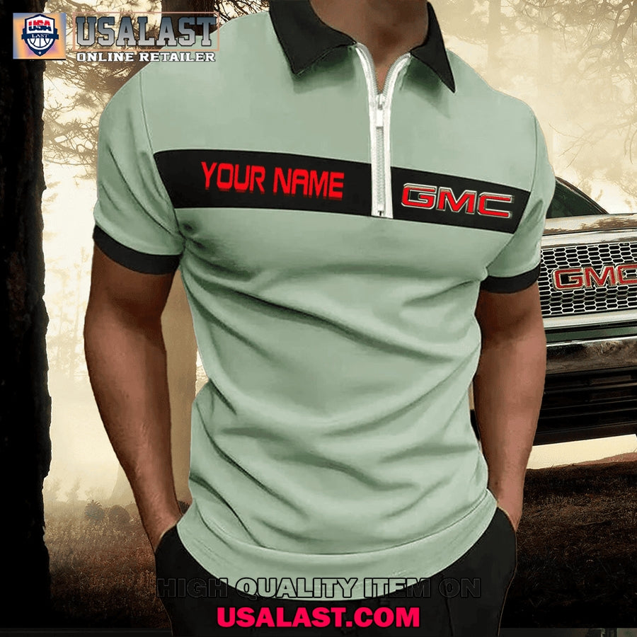 GMC Custom Name Zipper Men Polo