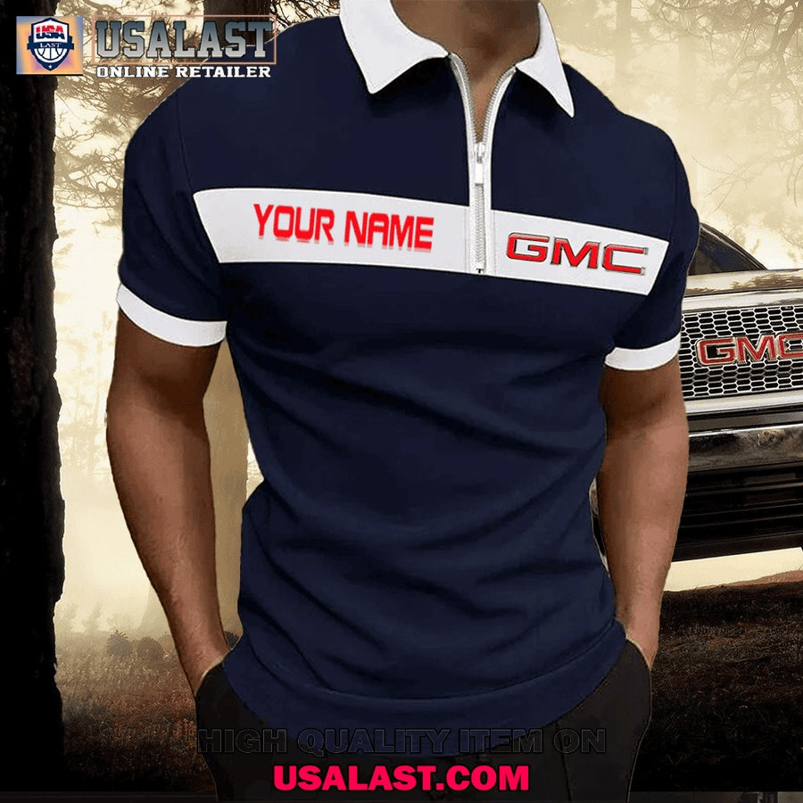 GMC Custom Name Zipper Men Polo