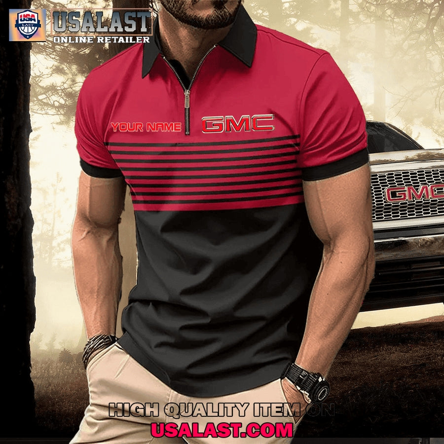 GMC Short Sleeve Zipper Men Polo