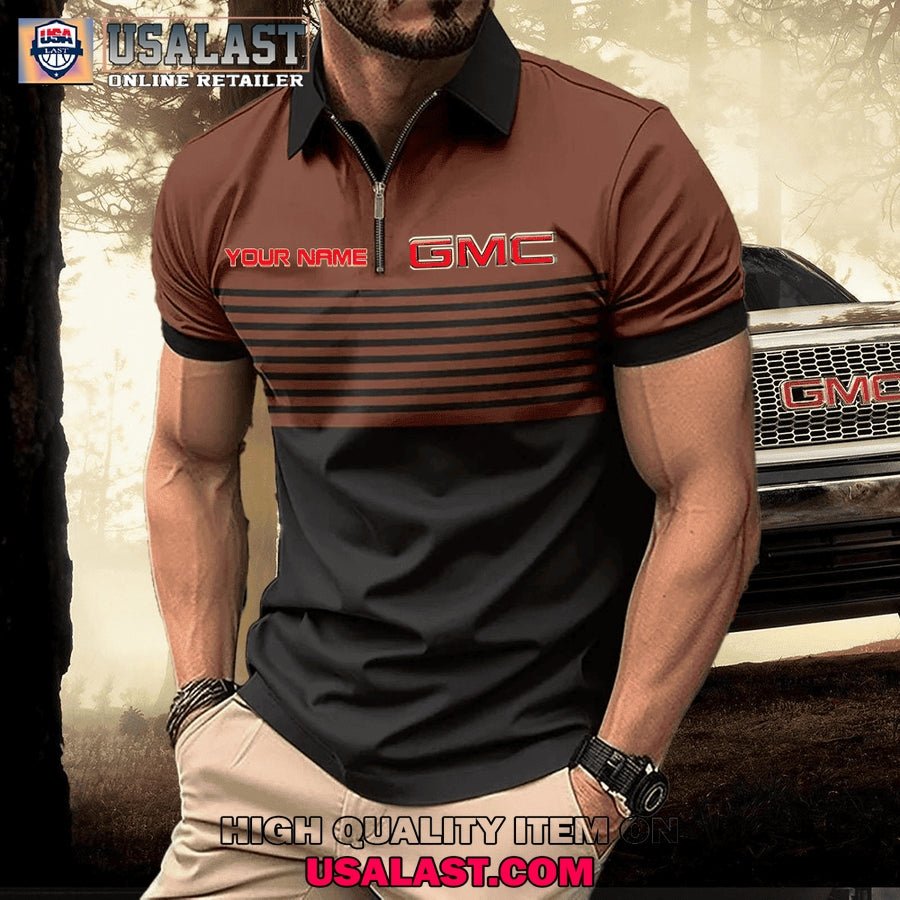 GMC Short Sleeve Zipper Men Polo