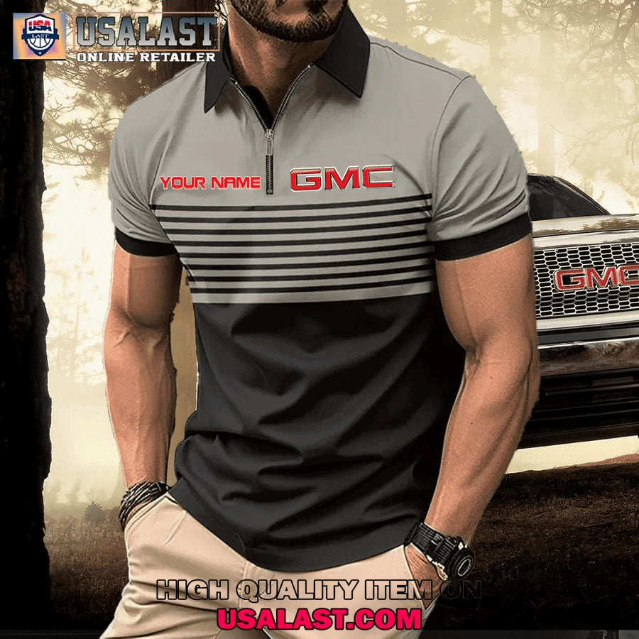 GMC Short Sleeve Zipper Men Polo