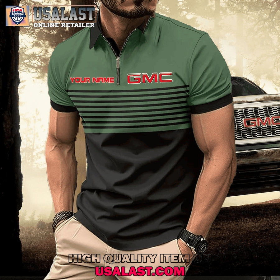 GMC Short Sleeve Zipper Men Polo