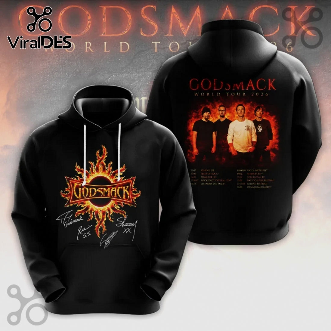Godsmack World Tour 2026 Autographed Concert Band Tee Shirt