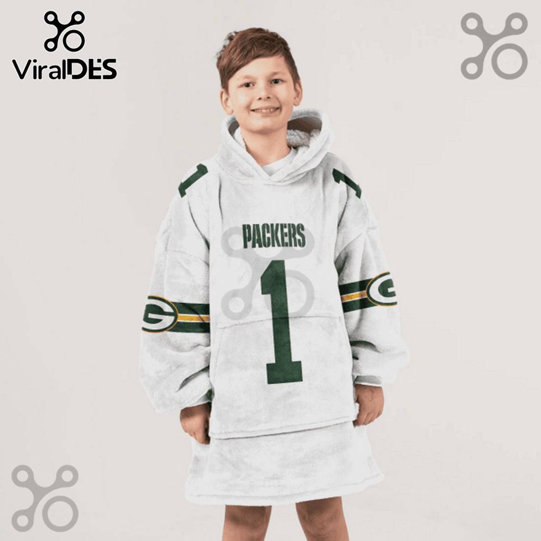 Green Bay Packers 1 Football Jersey Oversized Blanket Hoodie