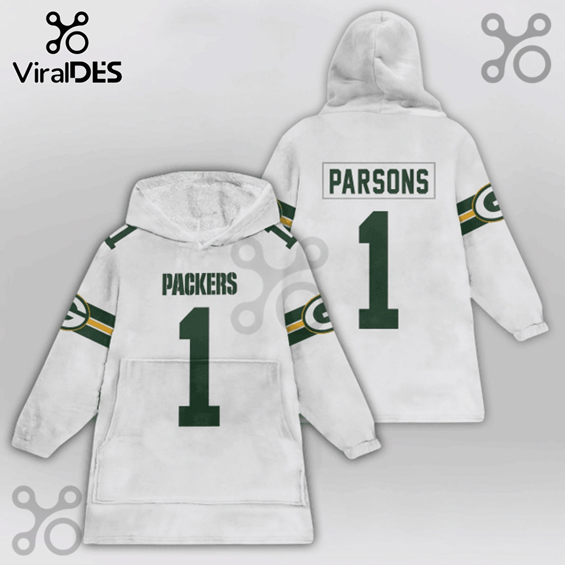 Green Bay Packers 1 Football Jersey Oversized Blanket Hoodie
