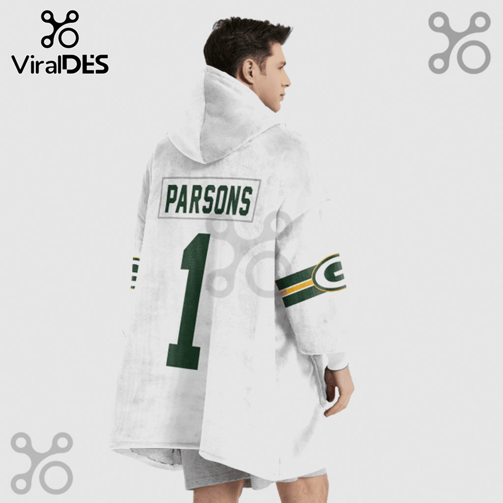 Green Bay Packers 1 Football Jersey Oversized Blanket Hoodie
